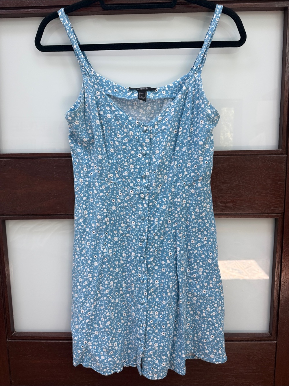 Forever 21 Light Blue Sundress with White Floral Print